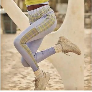 🦄Free People FP Movement Lilac & Green Plaid Leggings🦄